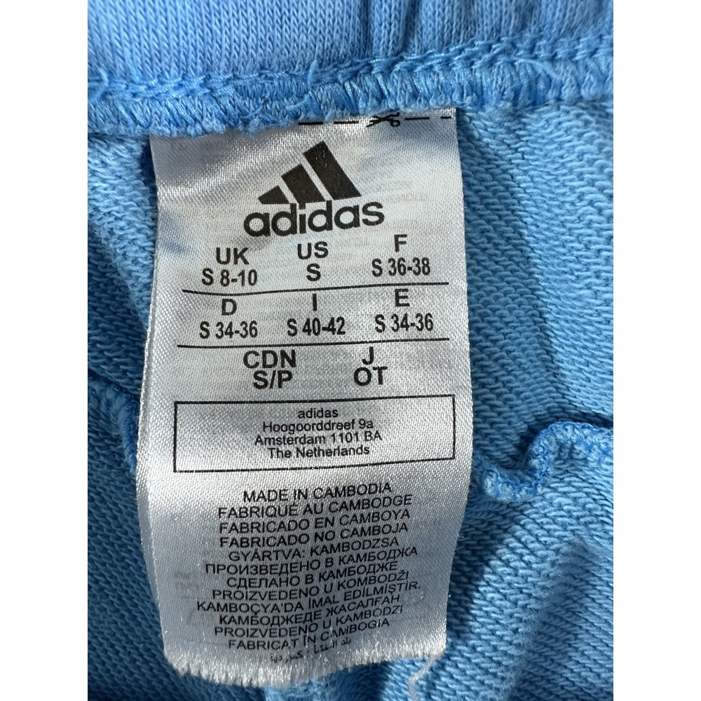 Adidas Blue French Terry Logo Drawstring Athletic Shorts Women's Size Small - Picture 5 of 9